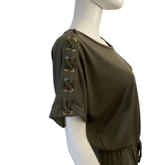 Ralph Lauren Olive Criss Cross Shoulder Jumpsuit Medium - Picture 4 of 5